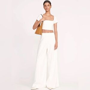 White STAUD square-neck crop blouse size: Large never worn